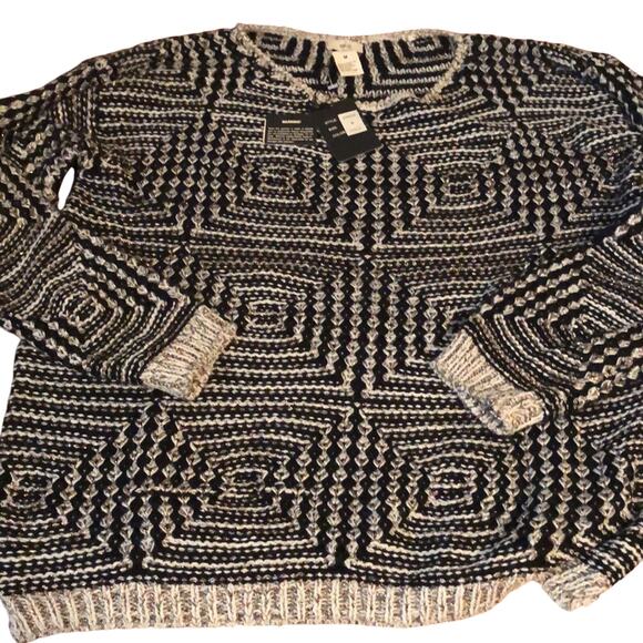 Anthropologie Escio Metallic Slouchy Sweater Woman Size Medium Geometric - Picture 5 of 7